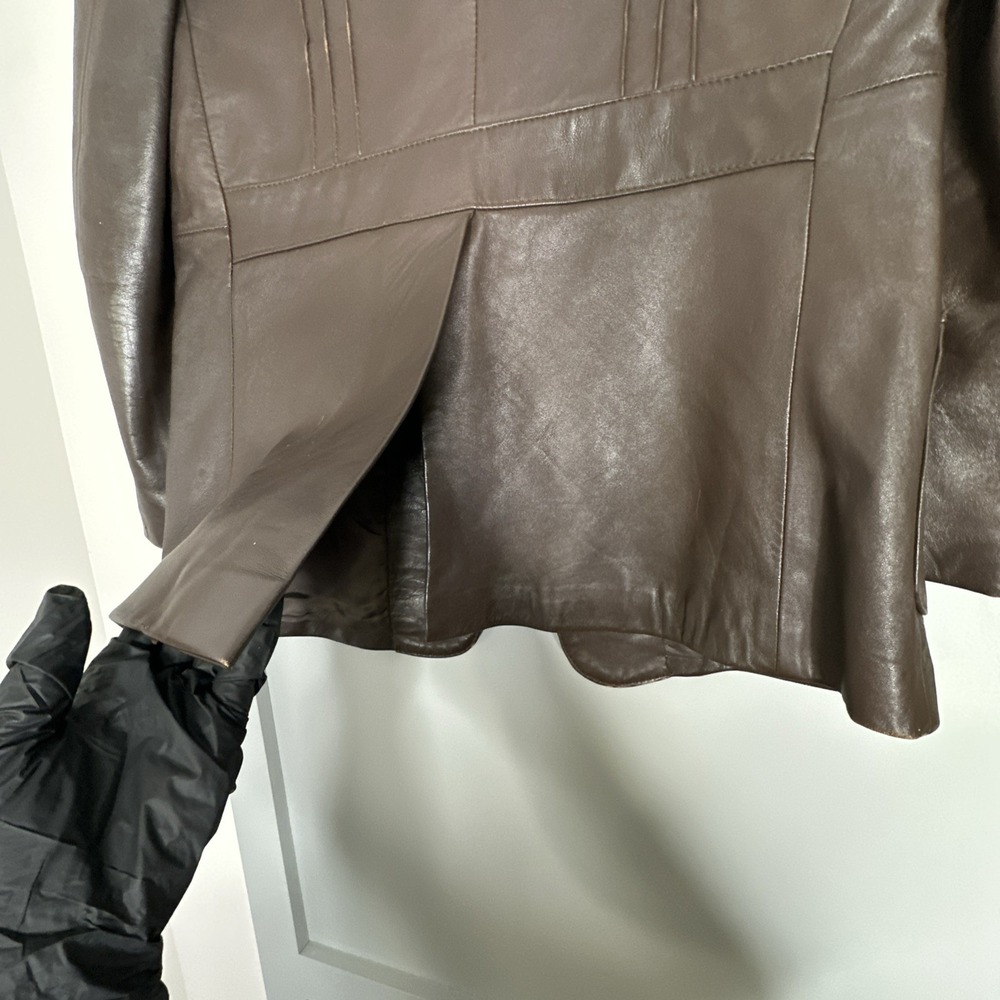 Vintage Imperial Jacket Mens Sz 40 Brown Button Front Collar 100% Leather 1980s - Picture 14 of 16